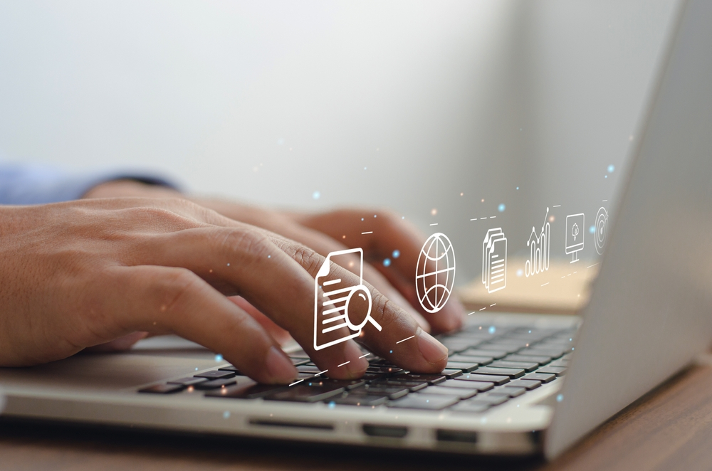 An image of a person using a digital sales room