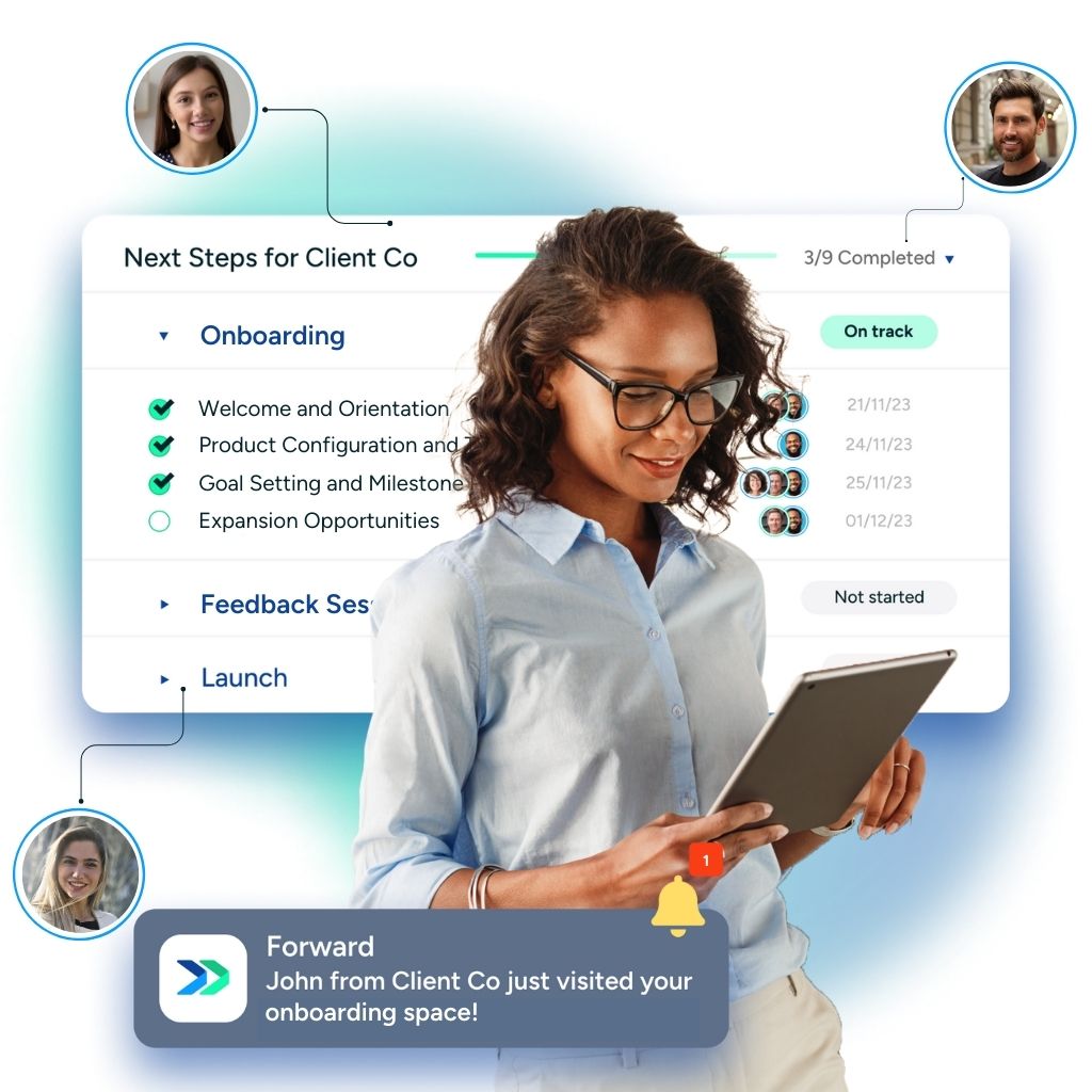 Image of Forward digital sales room - a customer success manager using a mutual action plan