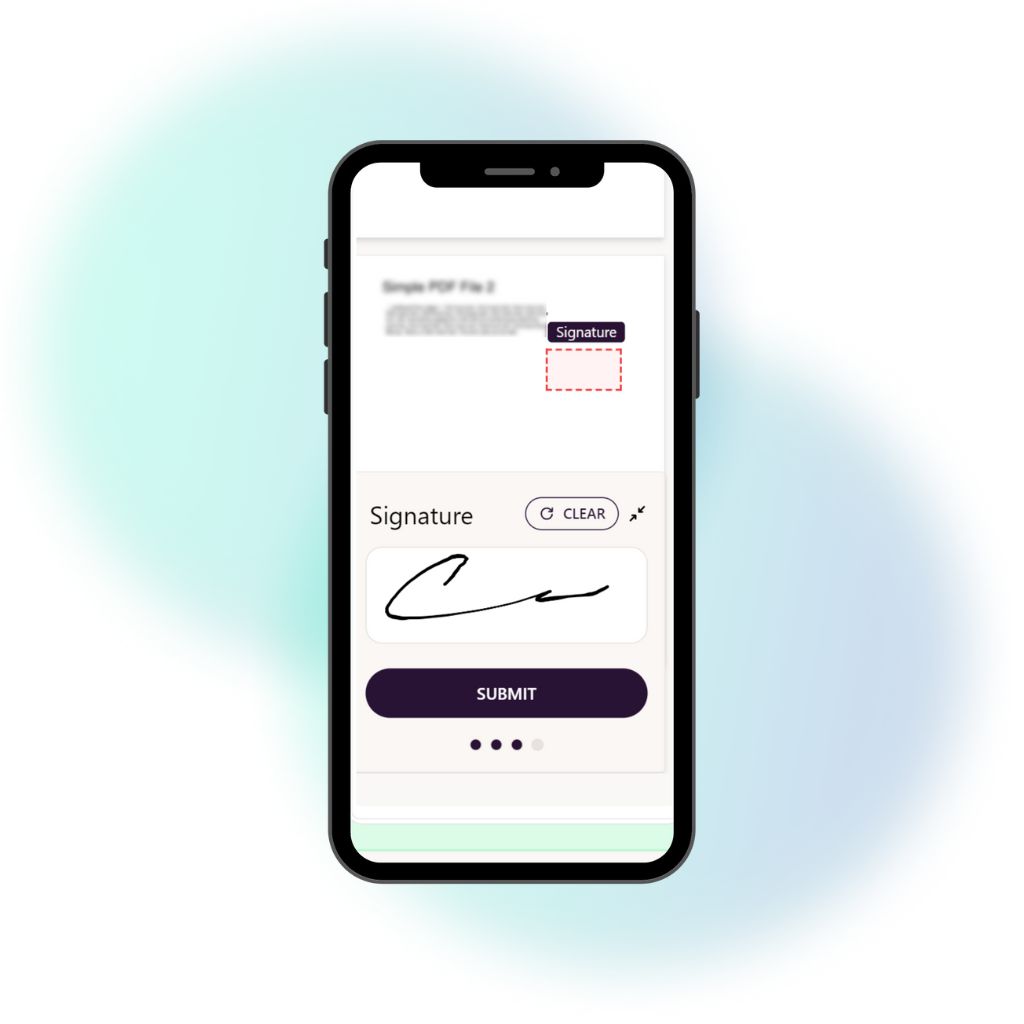 A mobile phone showing forward e-sign on the screen