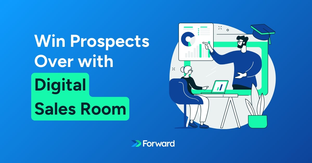 An image with the text win prospects over with digital sales room